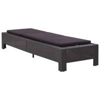 Ligbed met kussen poly rattan zwart - thumbnail