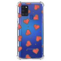 Samsung Galaxy A21s Doorzichtige Silicone Hoesje Hearts - thumbnail