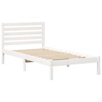 Bedframe met hoofdeinde Wit 90 x 190 cm Massief grenenhout - thumbnail