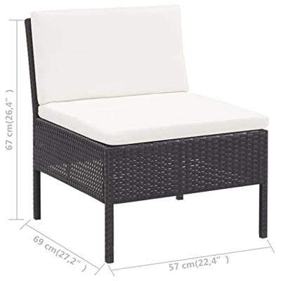 3-delige Loungeset met kussens poly rattan zwart 3-delige Loungeset met kussens poly rattan zwart