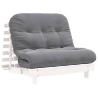 Futon slaapbank met matras 100x206x11 cm massief grenenhout wit - thumbnail