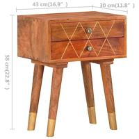 Nachtkastje 43x30x58 cm massief mangohout - thumbnail