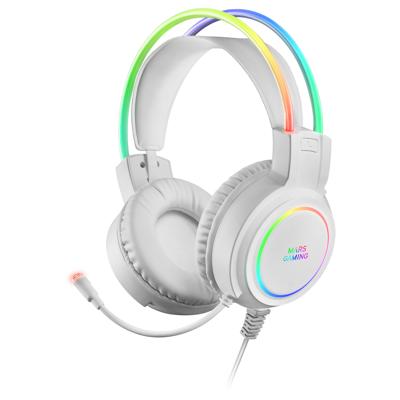 Mars Gaming MHRGB, Gaming Headset, 360º Verlichting, Ultra-BASS 3D Geluid, Microfoon Ruisonderdrukking, Ultralicht, Windows/PS4/PS5/XBOX ONE/XBOX SERIES X|S/Mac/Switch/Switch 2/Smartphone/Tablet, Wit
