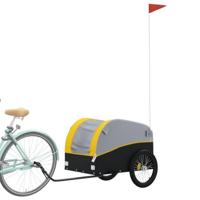 Fietstrailer 45 kg ijzer zwart en geel - thumbnail