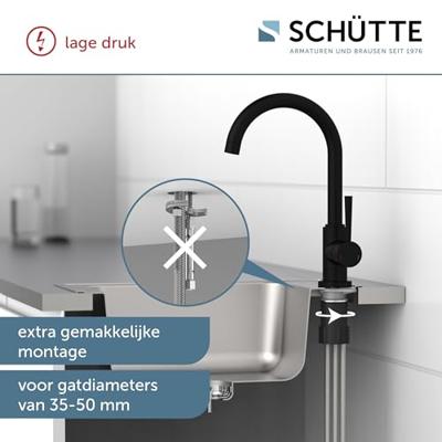 Wastafelkraan Schutte Cornwall Draaibare Uitloop Lage Druk Mat Zwart