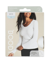 Boody Damestop Lange Mouw Wit L - thumbnail