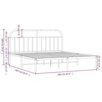 Bedframe met hoofdbord metaal wit 160x200 cm - thumbnail