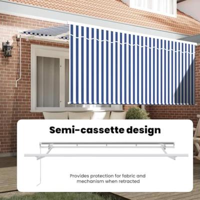 VidaXL Inklapbaar zonnescherm blauw en wit 300 x 200 cm