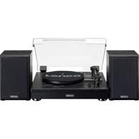 Lenco Riemaandrijving houten platenspeler met Bluetooth-ontvangst en 2 externe luidsprekers - LS-101BK - thumbnail
