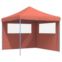 Partytent inklapbaar pop-up met 2 zijwanden terracottakleurig - thumbnail