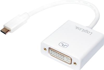 LogiLink UA0245A USB / DVI Adapter [1x USB 3.2 Gen 2 stekker C (USB 3.1) - 1x DVI-bus 24+5-polig] Wit 14.00 cm