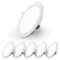 Set van 6 Georgia LED platte Inbouwspots wit - inbouwdiepte 25mm - 12W 1160lm - Rond - 6500K Daglicht Wit - Ø170 mm - IP20 voor binnen - thumbnail