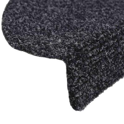 VidaXL Trapmatten zelfklevend 5 stuks 56x17x3 cm zwart halfrond