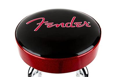 Fender Red Sparkle Logo Barstool 24" zwart-rood-chroom gitaarkruk (61 cm)