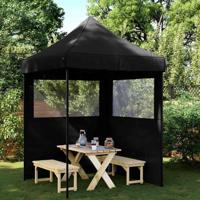 VidaXL Partytent inklapbaar pop-up met 2 zijwanden zwart - thumbnail