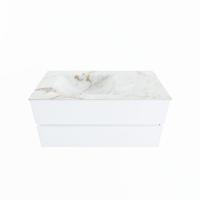 MONDIAZ VICA-DLUX 100cm badmeubel onderkast Talc 2 lades. Inbouw wastafel CLOUD links zonder kraangat, kleur Frappe. - thumbnail