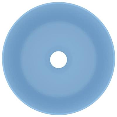 VidaXL Wastafel rond 40x15 cm keramiek mat lichtblauw VidaXL Wastafel rond 40x15 cm keramiek mat lichtblauw