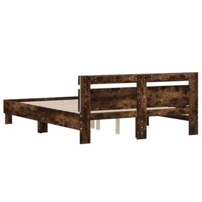Bedframe met hoofdeinde en LED gerookt eikenkleurig 150x200 cm