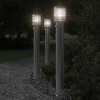 VidaXL Vloerlamp voor buiten met sensor 110 cm roestvrijstaal zilver - thumbnail