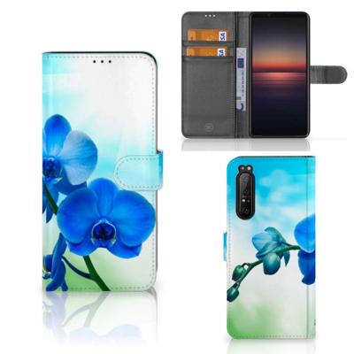 Sony Xperia 1 II Hoesje Orchidee Blauw - Cadeau voor je Moeder Sony Xperia 1 II Hoesje Orchidee Blauw - Cadeau voor je Moeder