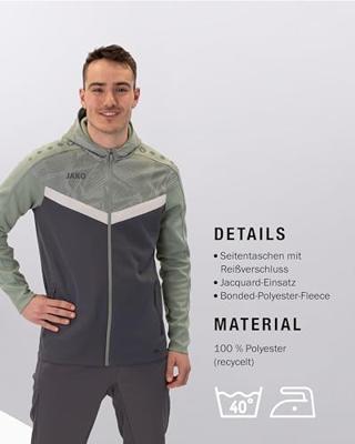 JAKO 6824 Jas Met Kap Iconic - Anthra Light/Mintgroen/Zachtgrijs - L