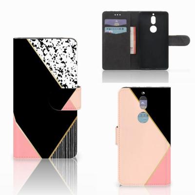 Nokia 7 | Book Case | Zwart Roze Vormen