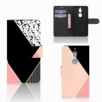 Nokia 7 | Book Case | Zwart Roze Vormen - thumbnail