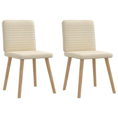 Eetkamerstoelen 2 st stof crmekleurig