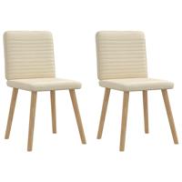 Eetkamerstoelen 2 st stof crmekleurig - thumbnail