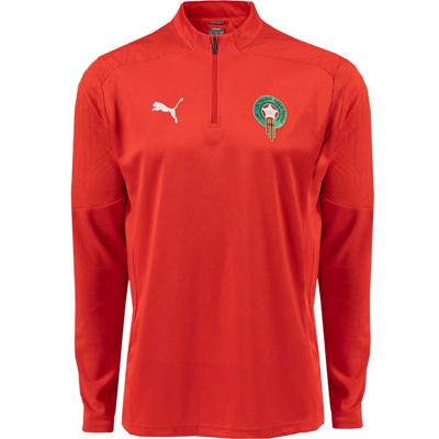 PUMA Marokko Trainingstrui 1/4-Zip 2024-2026 Rood Zilver PUMA Marokko Trainingstrui 1/4-Zip 2024-2026 Rood Zilver