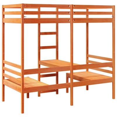 Hoogslaper met bureau en stoelen grenenhout wasbruin 80x200cm