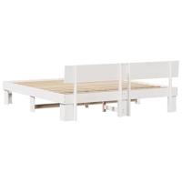 Bedframe met hoofdeinde Wit 180 x 200 cm Massief grenenhout - thumbnail