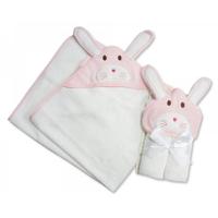 Nursery Time Badcape Konijn 75 X 75 Cm Katoen Wit/roze - thumbnail