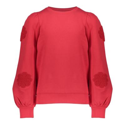 Geisha winter sweater meisjes - rood - bloemen op mouw