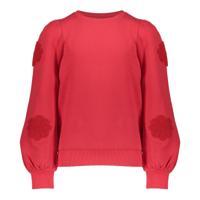 Geisha winter sweater meisjes - rood - bloemen op mouw - thumbnail