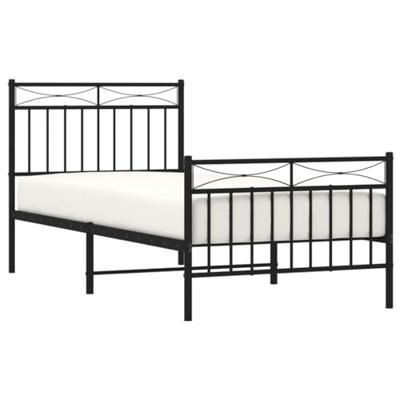 Bedframe met hoofd- en voeteneinde metaal zwart 90x200 cm