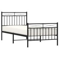 Bedframe met hoofd- en voeteneindemetaal zwart 90x200 cm - thumbnail