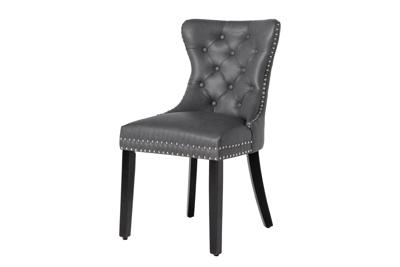 Chesterfield Stoel CASTLE Zwart Kunstleer Massief Hout met Comfort Handvat - 44585