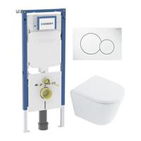 QeramiQ Dely Toiletset - Geberit UP720 inbouwreservoir - witte bedieningsplaat - softclose toilet zitting 35 mm - glans wit SW1026255 / SW1159505/SW1237202/0700518 - thumbnail