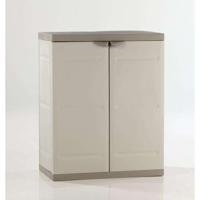 TITANIUM PLASTIKEN Lage kast met 2 deuren en planken l70 x B44 x H88 cm Beige en Taupe TITANIUM assortiment binnen / buiten - thumbnail
