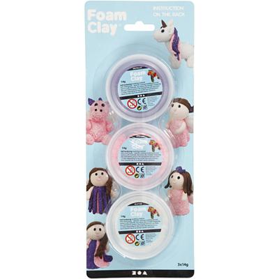 Foam Clay ®, glitter,metallic, roze, paars, wit, 3x14 gr/ 1 doos