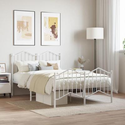 Bedframe met hoofd- en voeteneinde metaal wit 120x200 cm