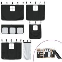 Stapelbed met glijbaan en gordijnen wit en zwart 80x200 cm - thumbnail