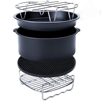 5 in 1 Fryer accessoire set multifunctionele lucht friteuse set Grill Pizza pan vijfdelige set (ronde bakpan)