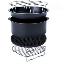 5 in 1 Fryer accessoire set multifunctionele lucht friteuse set Grill Pizza pan vijfdelige set (ronde bakpan) - thumbnail