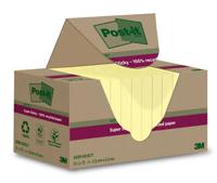 Post-it Super Sticky Notes Recycled, 70 vel, ft 47,6 x 47,6 mm, geel, pak van 12 blokken - thumbnail