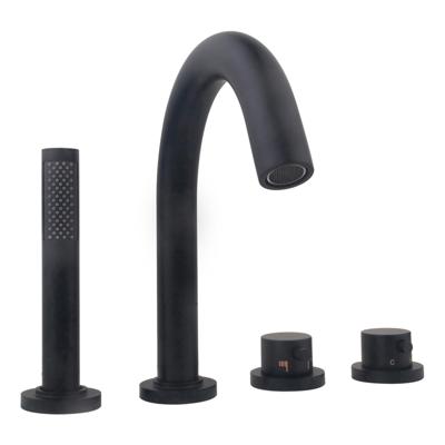 Wiesbaden Wiesbaden Caral 4-gats badrandthermostaat afbouwset mat zwart Wiesbaden Wiesbaden Caral 4-gats badrandthermostaat afbouwset mat zwart