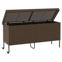 Tuinbox met wielen 160x55x75 cm poly rattan bruin - thumbnail