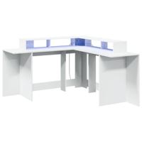 Bureau met LED-verlichting 152x152x91 cm bewerkt hout wit - thumbnail