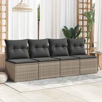 2-delige Loungeset met kussens poly rattan acacia grijs - thumbnail